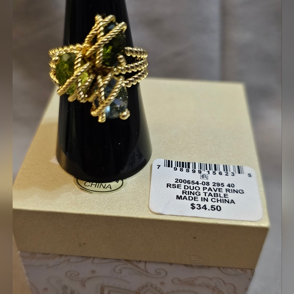 Charter Club with rope-look detail w/ trio of colored cz stones. Gold Plated 8 - Picture 4 of 5